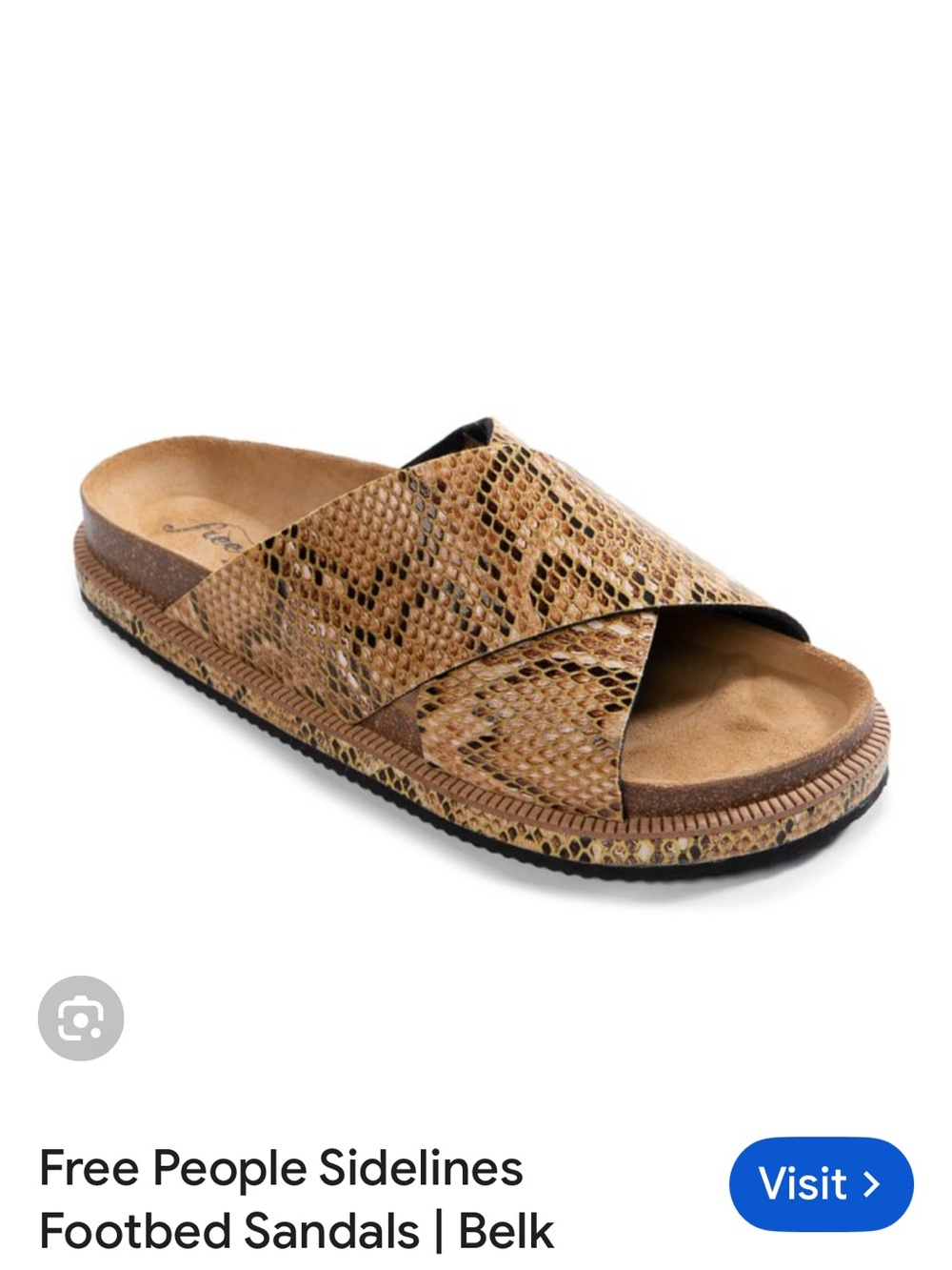 Free People Tan Snake-Print Crossband Footbed Sandals